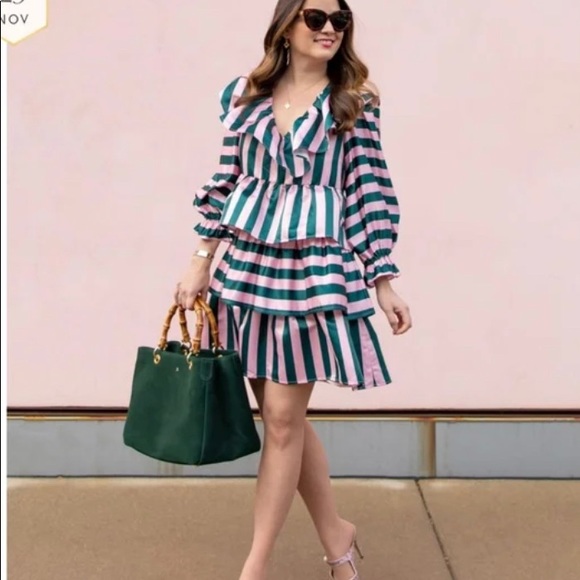 Crosby by Mollie Burch x Venita Aspen Anna Julie Dress Pink and Green St… - Picture 2 of 12